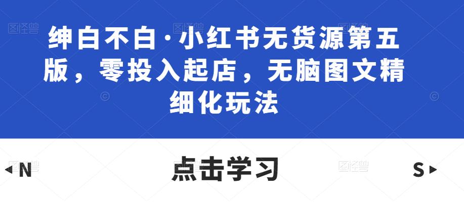 绅白不白·小红书无货源第五版，零投入起店，无脑图文精细化玩法-学习资源社