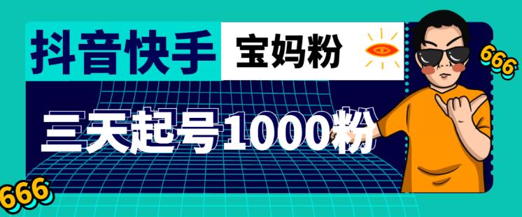 抖音快手三天起号涨粉1000宝妈粉丝的核心方法【详细玩法教程】-学习资源社