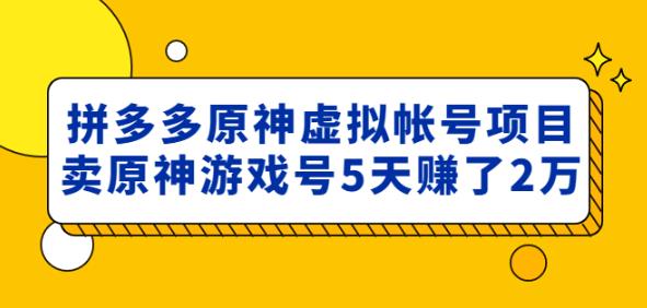 外面卖2980的拼多多原神虚拟帐号项目：卖原神游戏号5天赚了2万-学习资源社