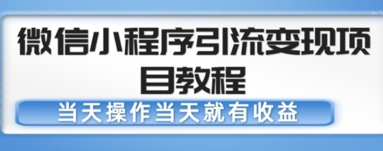 微信小程序引流变现项目教程，当天操作当天就有收益，变现不再是难事-学习资源社