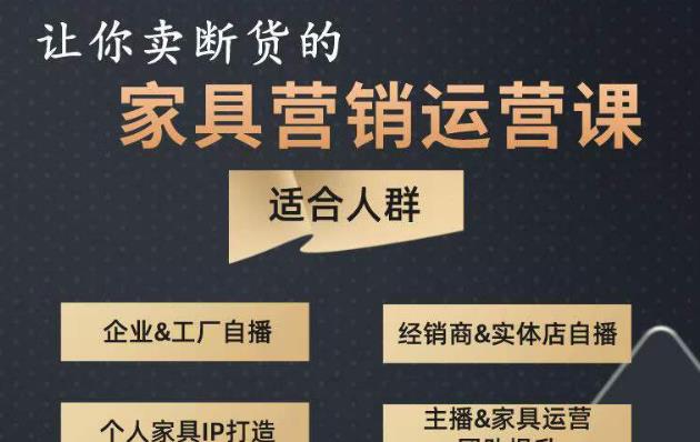 让你卖断货的家具营销运营课，打造高销量家具账号（短视频+直播+人物IP）-学习资源社