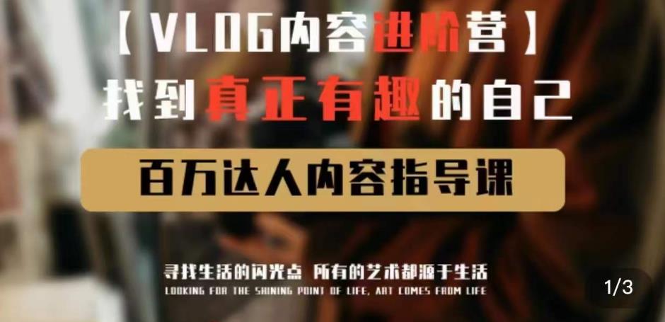 vlog内容进阶营，找到真正有趣的自己，百万达人内容指导课-学习资源社