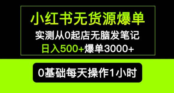 小红书无货源爆单实测从0起店无脑发笔记爆单3000+长期项目可多店-学习资源社