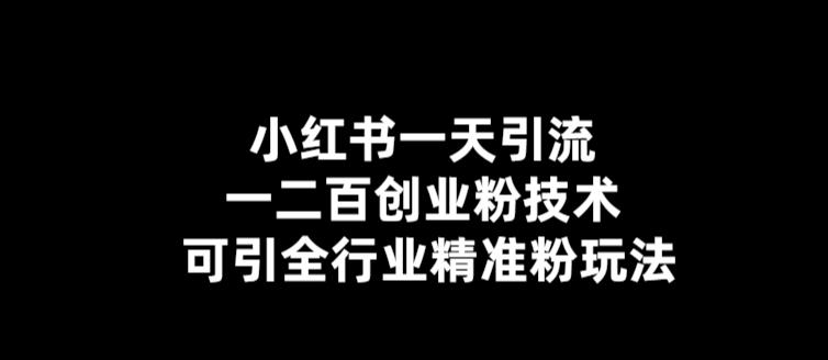 小红书一天引流一二百创业粉技术，可引全行业精准粉玩法【仅揭秘】-学习资源社