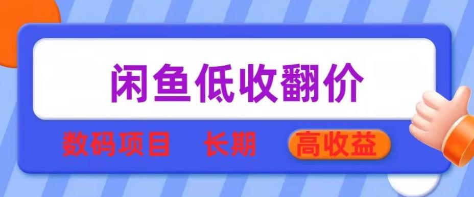 闲鱼低收翻价数码暴利项目，长期高收益【揭秘】-学习资源社