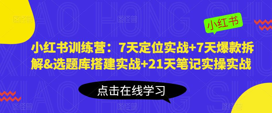 小红书训练营：7天定位实战+7天爆款拆解&选题库搭建实战+21天笔记实操实战-学习资源社