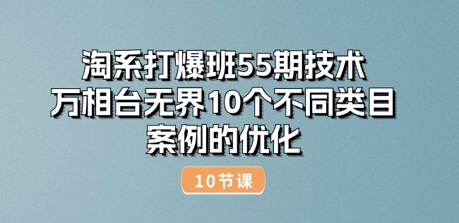 淘系打爆班55期技术：万相台无界10个不同类目案例的优化(10节)-学习资源社