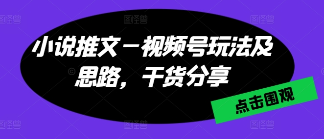 小说推文—视频号玩法及思路，干货分享-学习资源社