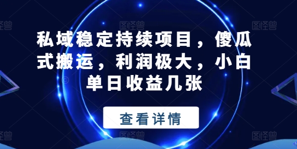 私域稳定持续项目，傻瓜式搬运，利润极大，小白单日收益几张【揭秘】-学习资源社