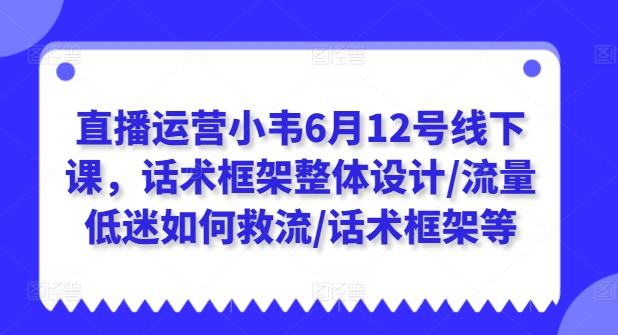 直播运营小韦6月12号线下课，话术框架整体设计/流量低迷如何救流/话术框架等-学习资源社