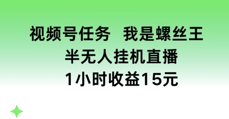 视频号任务，我是螺丝王， 半无人挂机1小时收益15元【揭秘】-学习资源社