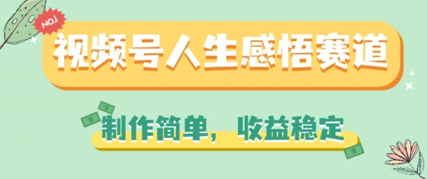 视频号人生感悟赛道，制作简单，收益稳定【揭秘】-学习资源社