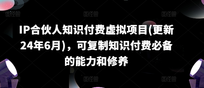 IP合伙人知识付费虚拟项目(更新24年6月)，可复制知识付费必备的能力和修养-学习资源社