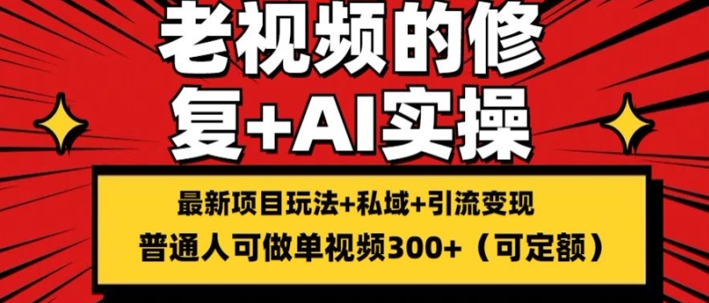 修复老视频的玩法，搬砖+引流的变现(可持久)，单条收益300+【揭秘】-学习资源社