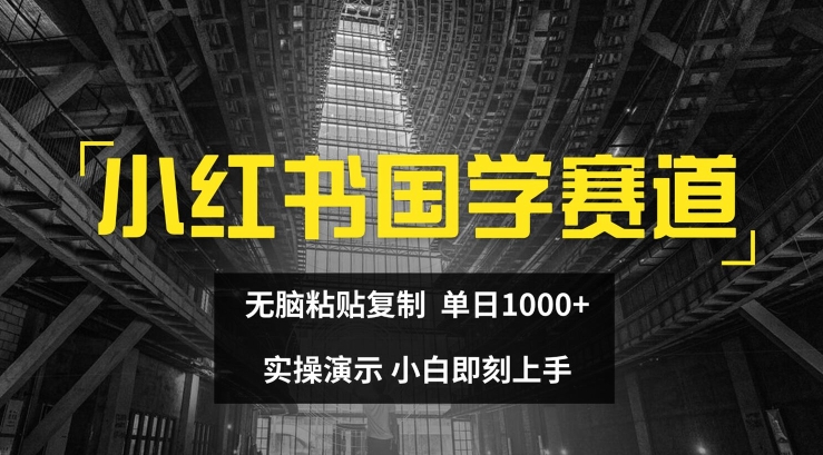 小红书国学赛道，无脑粘贴复制，单日1K，实操演示，小白即刻上手【揭秘】-学习资源社