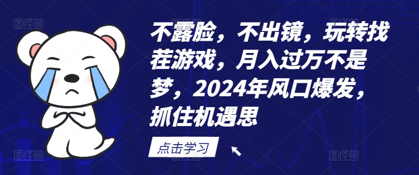 不露脸，不出镜，玩转找茬游戏，月入过万不是梦，2024年风口爆发，抓住机遇【揭秘】-学习资源社