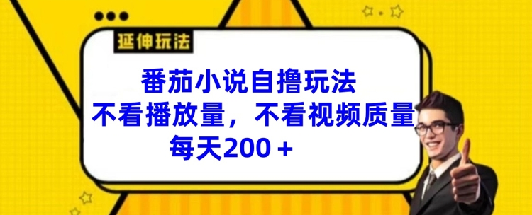 番茄小说自撸玩法，不看播放量，不看视频质量，每天200+【揭秘】-学习资源社