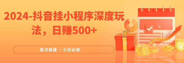 2024全网首次披露，抖音挂小程序深度玩法，日赚500+，简单、稳定，带渠道收入，小白必做【揭秘】-学习资源社