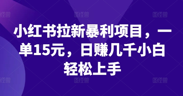 小红书拉新暴利项目，一单15元，日赚几千小白轻松上手【揭秘】-学习资源社