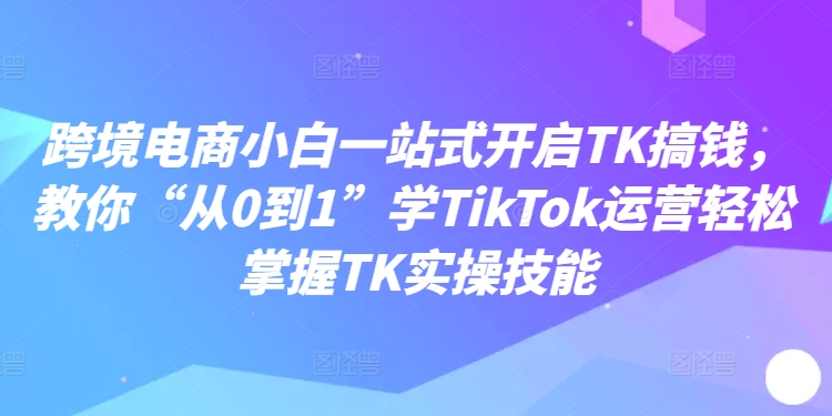 跨境电商小白一站式开启TK搞钱，教你“从0到1”学TikTok运营轻松掌握TK实操技能-学习资源社