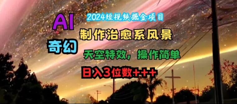 2024短视频掘金项目，AI制作治愈系风景，奇幻天空特效，操作简单，日入3位数【揭秘】-学习资源社