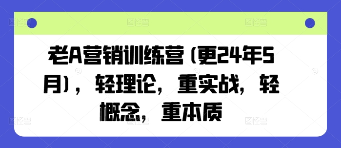 老A营销训练营(更24年8月)，轻理论，重实战，轻概念，重本质-学习资源社