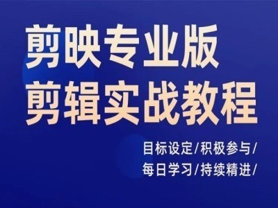 剪映专业版剪辑实战教程，目标设定/积极参与/每日学习/持续精进-学习资源社