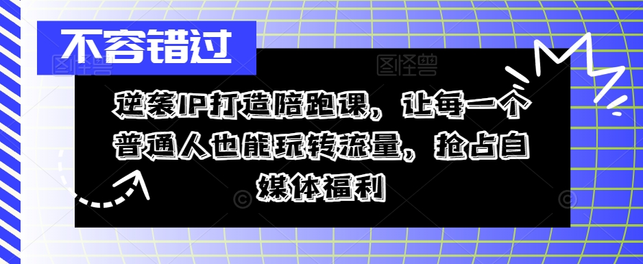 逆袭IP打造陪跑课，让每一个普通人也能玩转流量，抢占自媒体福利-学习资源社