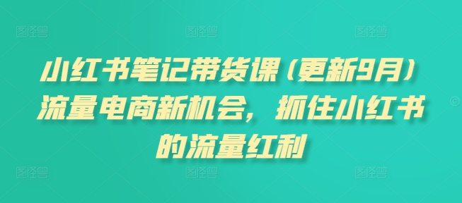 小红书笔记带货课(更新9月)流量电商新机会，抓住小红书的流量红利-学习资源社