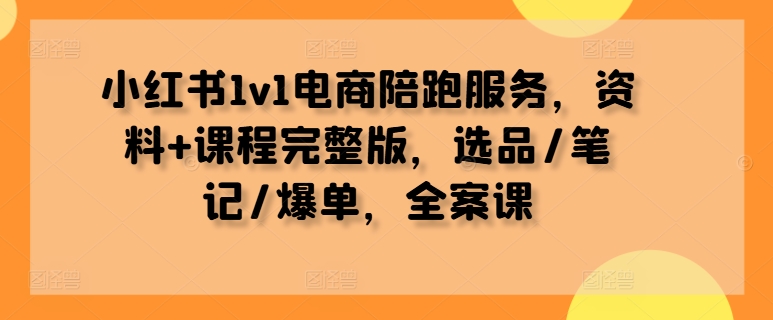 小红书1v1电商陪跑服务，资料+课程完整版，选品/笔记/爆单，全案课-学习资源社