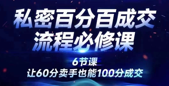 私密百分百成交流程线上训练营，绝对成交，让60分卖手也能100分成交-学习资源社