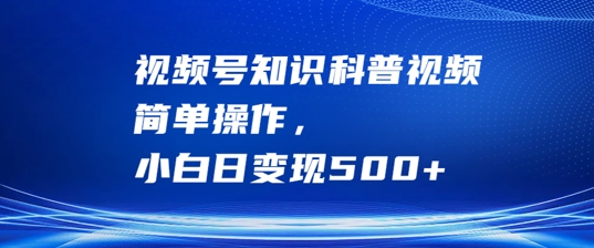 视频号知识科普视频，简单操作，小白日变现500+【揭秘】-学习资源社