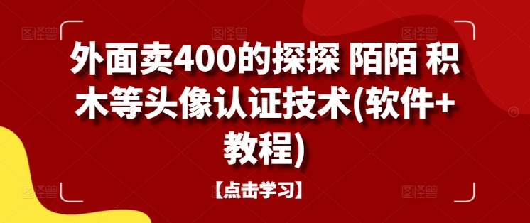 外面卖400的探探 陌陌 积木等头像认证技术(软件+教程)-学习资源社