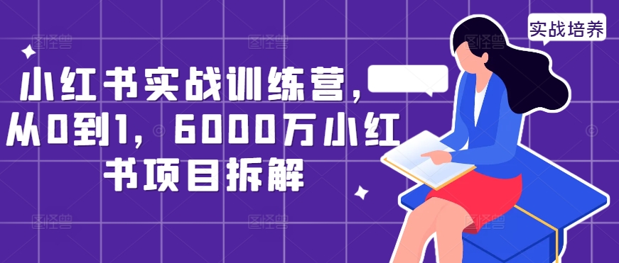 小红书实战训练营，从0到1，6000万小红书项目拆解-学习资源社