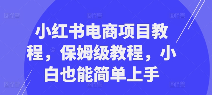 小红书电商项目教程，保姆级教程，小白也能简单上手-学习资源社