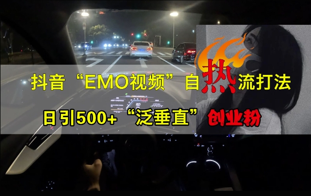 抖音EMO视频自热打法，日引500+“泛垂直”创业粉-学习资源社