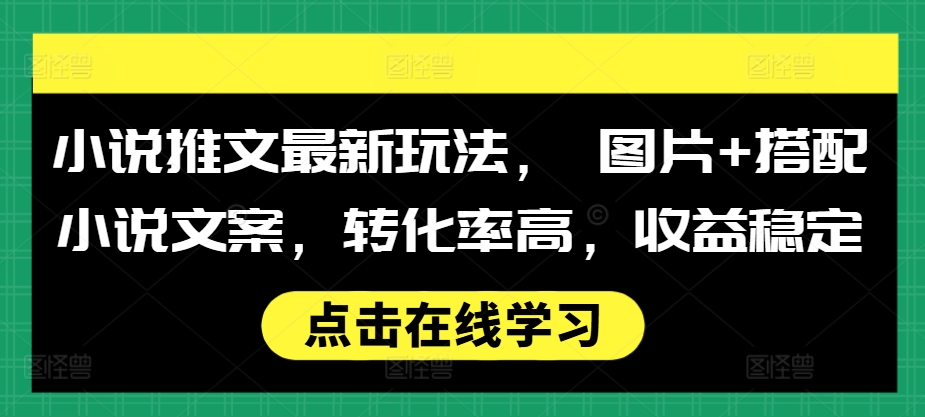 小说推文最新玩法， 图片+搭配小说文案，转化率高，收益稳定-学习资源社