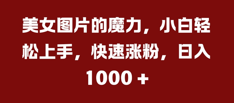 美女图片的魔力，小白轻松上手，快速涨粉，日入几张【揭秘】-学习资源社