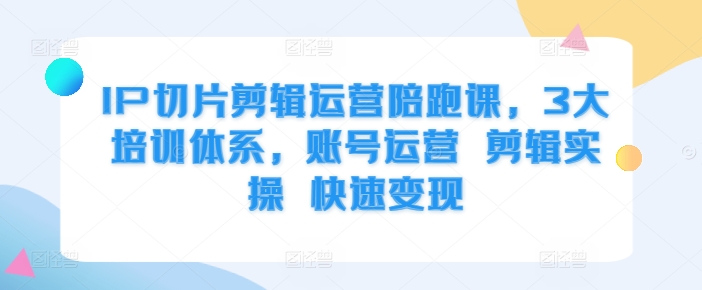 IP切片剪辑运营陪跑课，3大培训体系，账号运营 剪辑实操 快速变现-学习资源社