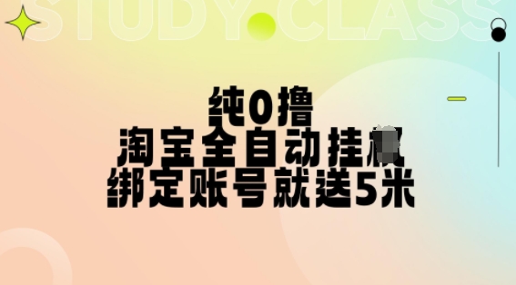 纯0撸，淘宝全自动挂JI，授权登录就得5米，多号多赚【揭秘】-学习资源社