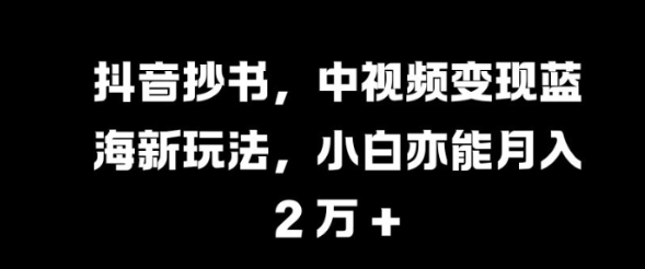 抖音抄书，中视频变现蓝海新玩法，小白亦能月入 过W【揭秘】-学习资源社