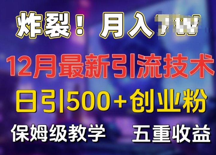 炸裂!揭秘12月最新日引流500+精准创业粉，多重收益保姆级教学-学习资源社