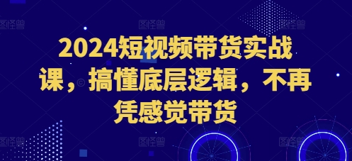 2024短视频带货实战课，搞懂底层逻辑，不再凭感觉带货-学习资源社