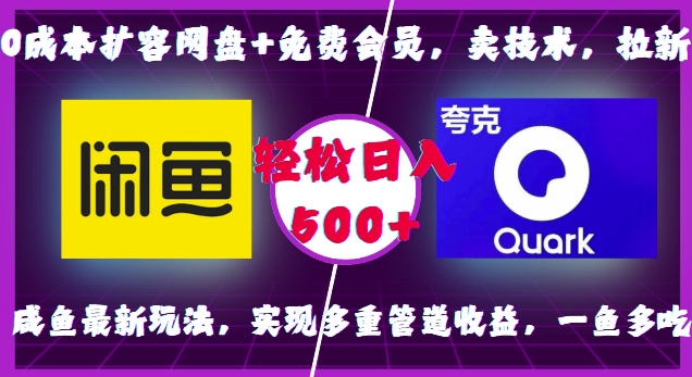 0成本扩容网盘+免费会员，卖技术，拉新，咸鱼最新玩法，实现多重管道收益，一鱼多吃，轻松日入500+-学习资源社