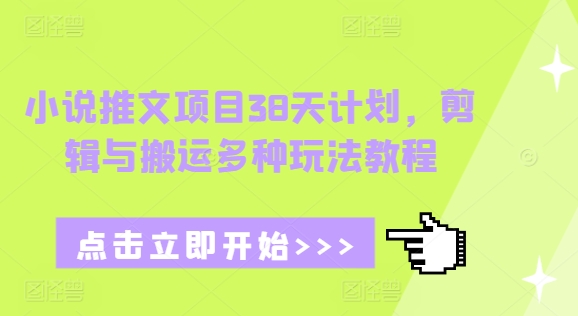 小说推文项目38天计划，剪辑与搬运多种玩法教程-学习资源社