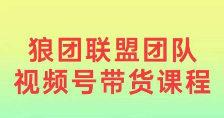 狼团联盟2024视频号带货，0基础小白快速入局视频号-学习资源社