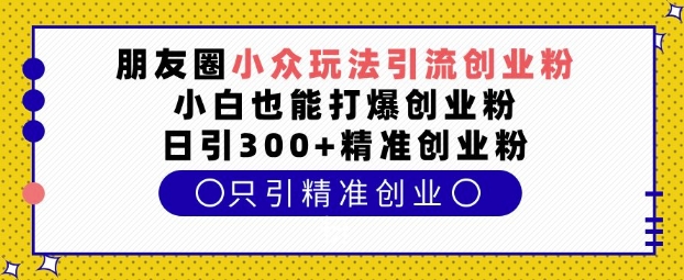 朋友圈小众玩法引流创业粉，小白也能打爆创业粉，日引300+精准创业粉【揭秘】-学习资源社