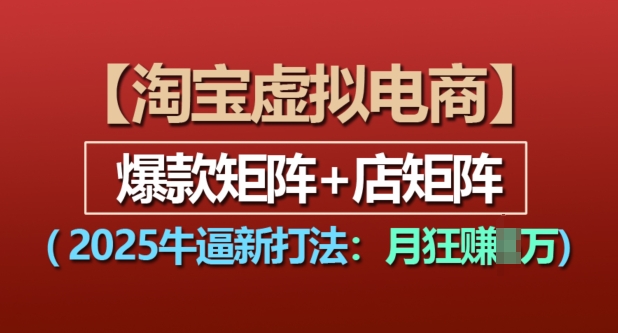 淘宝虚拟电商，2025牛逼新打法：爆款矩阵+店矩阵，月入过万-学习资源社