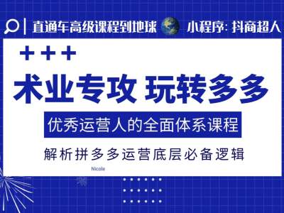 术业专攻玩转多多，优秀运营人的全面体系课程，解析拼多多运营底层必备逻辑-学习资源社