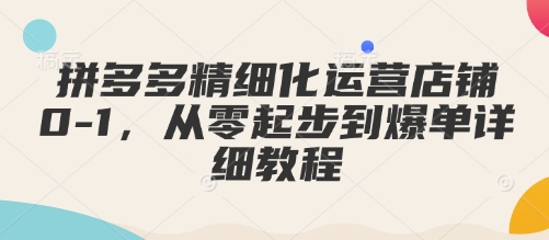 拼多多精细化运营店铺0-1，从零起步到爆单详细教程-学习资源社